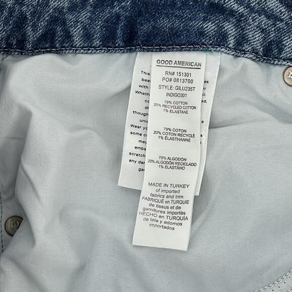 Good American Good Icon Lace Up Side Jeans Indigo Wash Size 18 - Picture 4 of 6